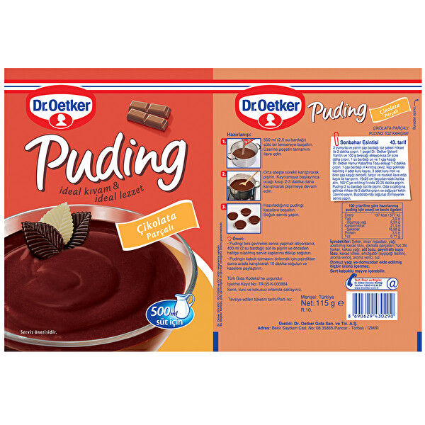 Dr. Oetker Çikolata Parçalı Puding 115 g Dr. Oetker Çikolata Parçalı Puding 115 g