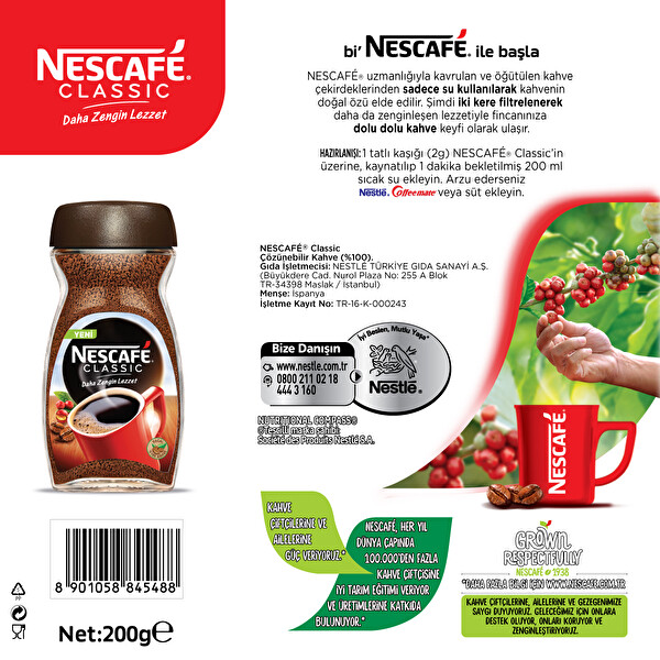 nescafe classic cam kavanoz 200 g 30085056 carrefoursa