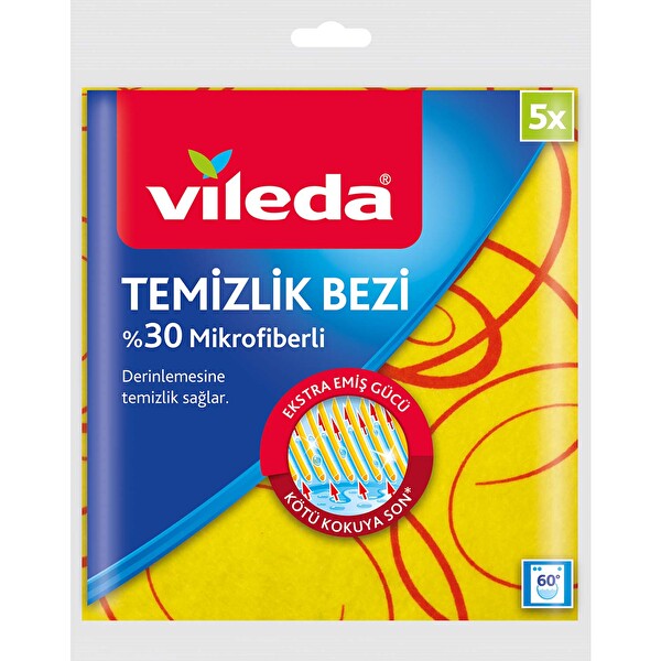 Vileda 5'li %30 Mikrofiber Sarı Temizlik Bezi
