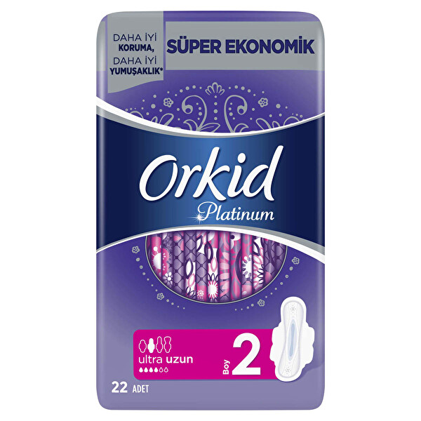 Orkid Platinum Hijyenik Ped Uzun Süper Ekonomik Paket 22 Ped Orkid Platinum Hijyenik Ped Uzun Süper Ekonomik Paket 22 Ped