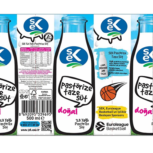 Sek 500 ml Tetra Top Pastörize Süt Sek 500 ml Tetra Top Pastörize Süt