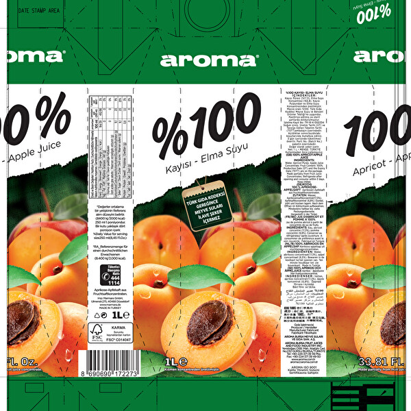 Aroma %100 Kayısı Elma Suyu 1 lt Aroma %100 Kayısı Elma Suyu 1 lt