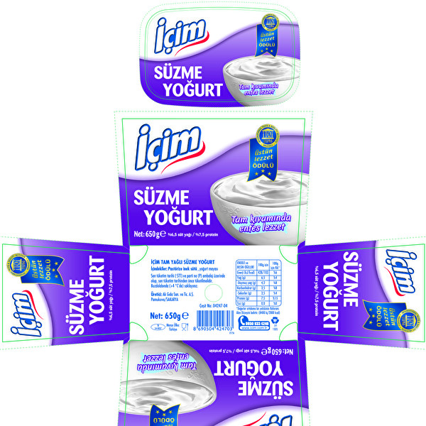 İçim Süzme Yoğurt 650 g İçim Süzme Yoğurt 650 g