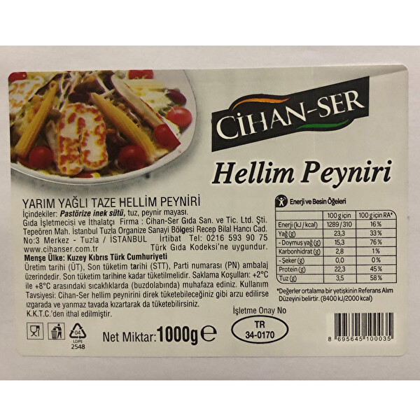 Cihanser Hellim Peyniri 1 kg Cihanser Hellim Peyniri 1 kg