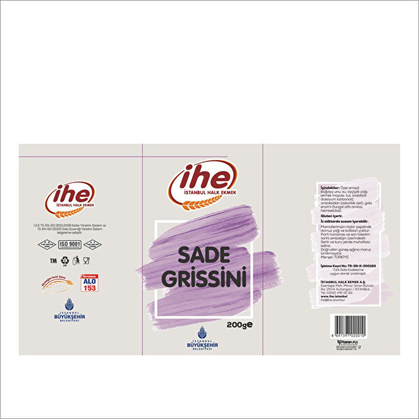 İHE Sade Grissini 200 g İHE Sade Grissini 200 g
