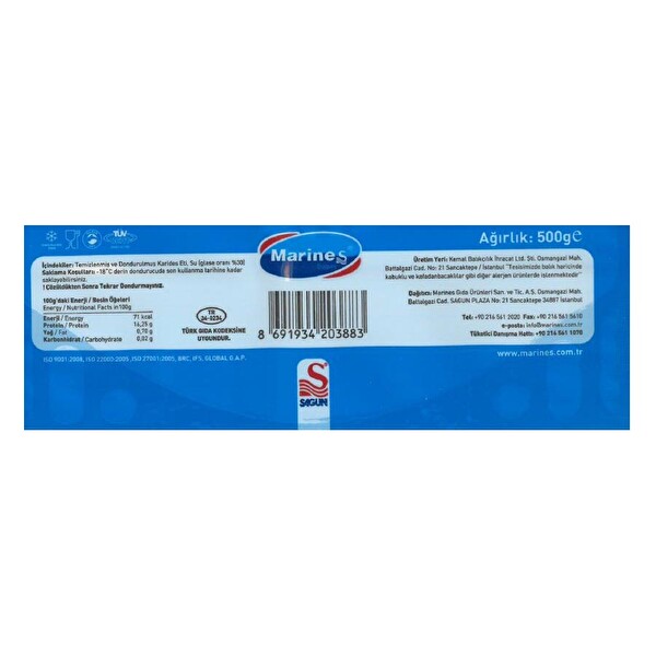 Marines Karides Deluxe 500 g Marines Karides Deluxe 500 g
