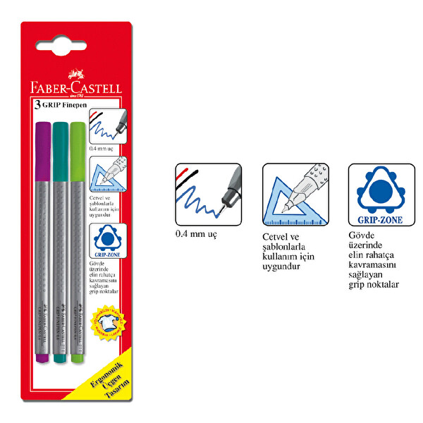 Faber Castell 3'lü Grip Kalem Faber Castell 3'lü Grip Kalem