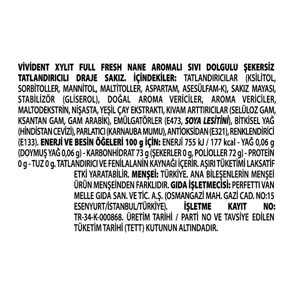 Vivident Full Fresh Sakız Nane Aromalı 96 g Şişe Vivident Full Fresh Sakız Nane Aromalı 96 g Şişe