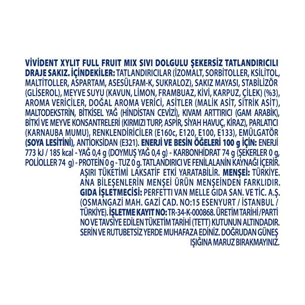 Vivident Fruit Mix Sakız 96 g Vivident Fruit Mix Sakız 96 g