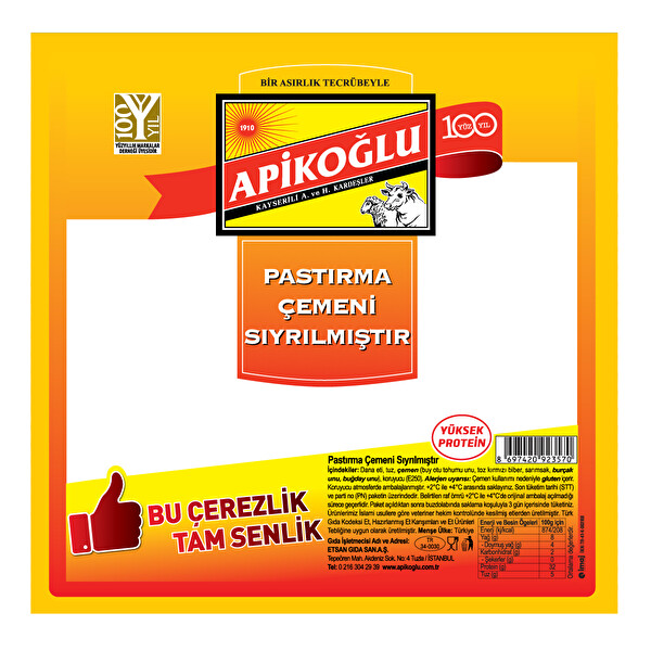 Apikoğlu Çemeni Sıyrılmış Çerezlik Pastırma 100 g Apikoğlu Çemeni Sıyrılmış Çerezlik Pastırma 100 g