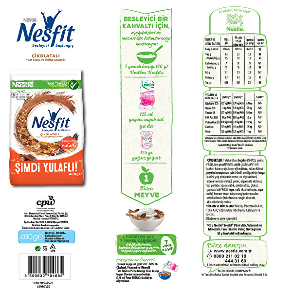 Nestle Nesfit Çikolatalı Tam Buğday ve Pirinç Gevreği 400 g Nestle Nesfit Çikolatalı Tam Buğday ve Pirinç Gevreği 400 g