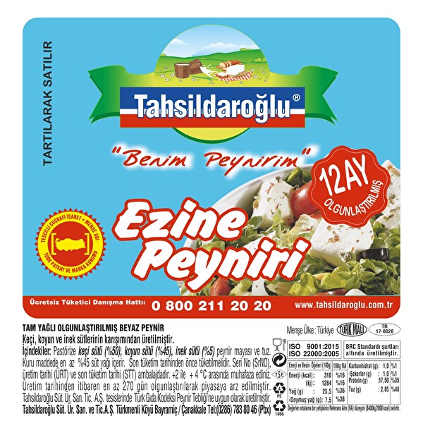 Tahsildaroğlu Ezine Keçi Peyniri kg Tahsildaroğlu Ezine Keçi Peyniri kg