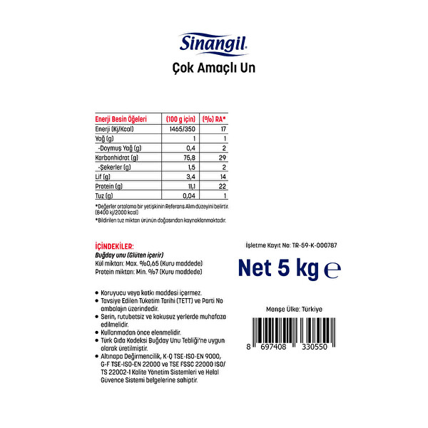Sinangil Un 5 kg Sinangil Un 5 kg