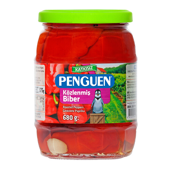 Penguen Katkısız Közlenmiş Biber 680 g Cam Kavanoz Penguen Katkısız Közlenmiş Biber 680 g Cam Kavanoz