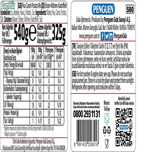 Penguen Garnitür 540 g Penguen Garnitür 540 g