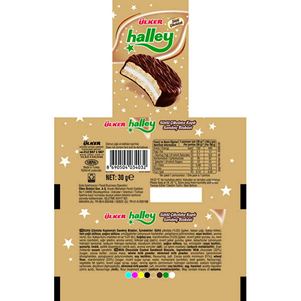 Ülker Halley Çikolata Kaplamalı Bisküvi 30 g Ülker Halley Çikolata Kaplamalı Bisküvi 30 g