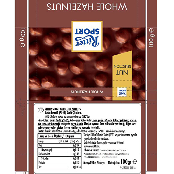 Ritter Sport Fındıklı Çikolata 100 g 30096077 CarrefourSA