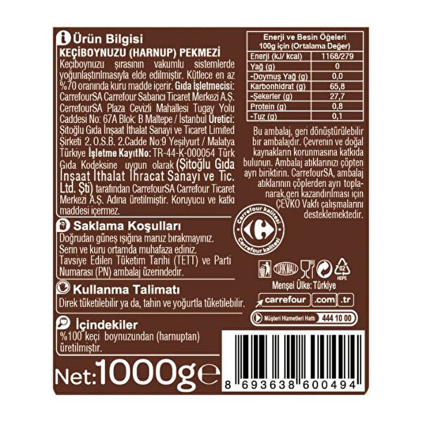 Carrefour Harnup Pekmezi 1000 g Carrefour Harnup Pekmezi 1000 g