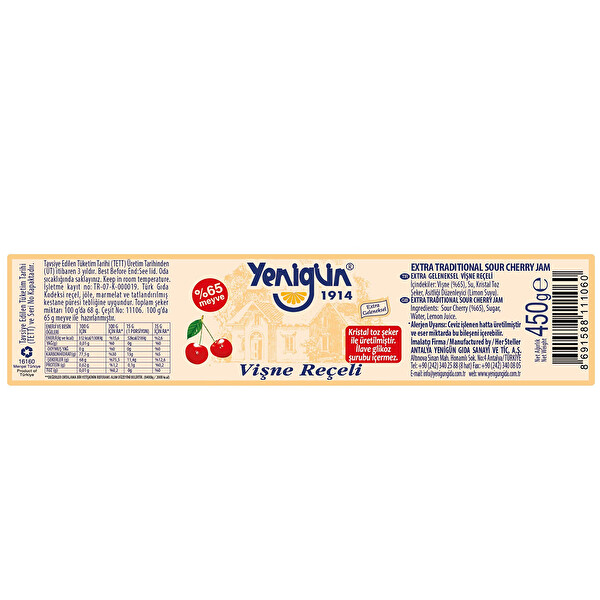 Yenigün Vişne Reçeli 450 g Yenigün Vişne Reçeli 450 g