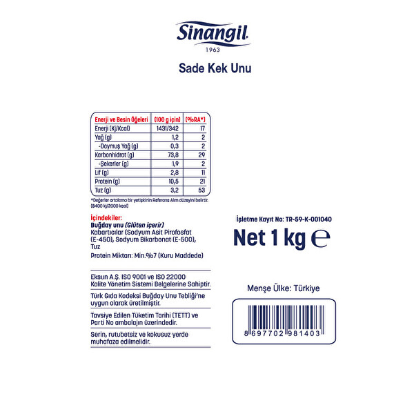 Sinangil Kekun Sade 1 Kg 30096558 CarrefourSA