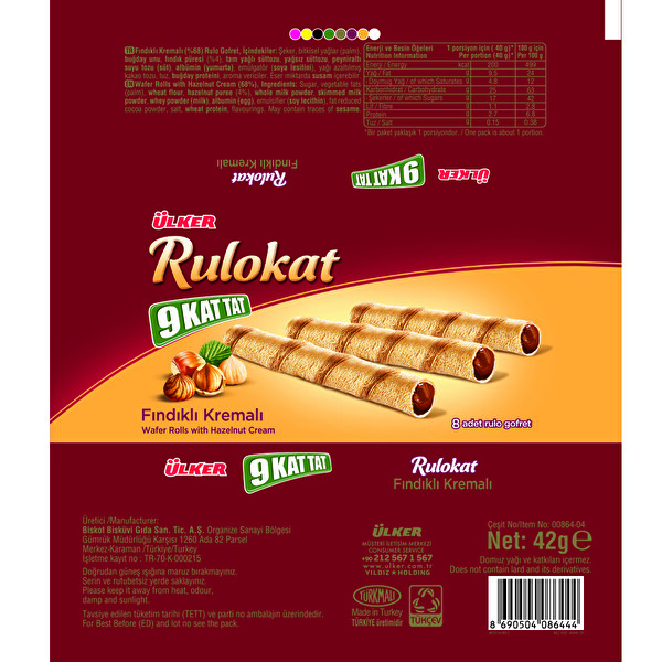 Ülker Rulokat Fındıklı Kremalı Gofret 42 g Ülker Rulokat Fındıklı Kremalı Gofret 42 g