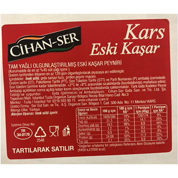 Cıhanser Kars Eski Kaşar Cıhanser Kars Eski Kaşar
