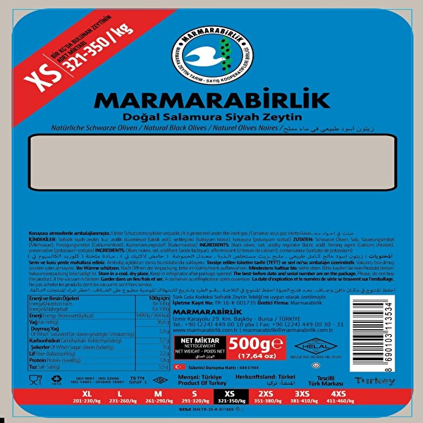 Marmarabirlik Ekstra Zeytin 500 G 30097281 Carrefoursa