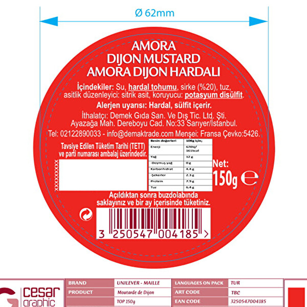 Amora Lotus Dijon Hardal 150 g Amora Lotus Dijon Hardal 150 g