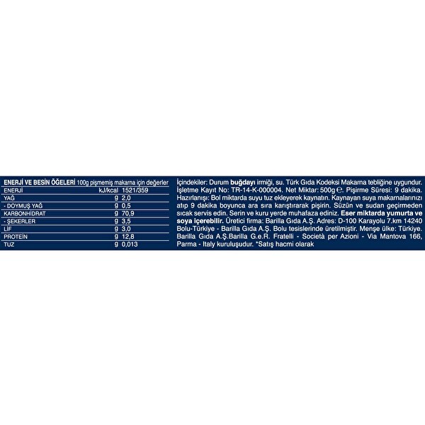 Barilla Yassı Spagetti Makarna 500 g Barilla Yassı Spagetti Makarna 500 g