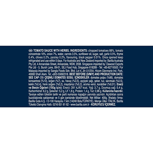 Barilla Napoletana Domatesli Makarna Sosu 400 g Barilla Napoletana Domatesli Makarna Sosu 400 g