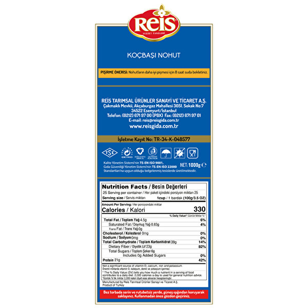 Reis Nohut 1000 g Reis Nohut 1000 g