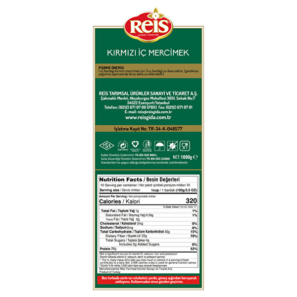 Reis Kirmizi Mercimek 1 Kg 30097623 Carrefoursa