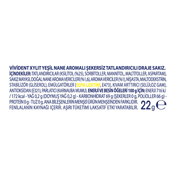 Vivident Yeşil Nane Aromalı Sakız 22 g Kutu Vivident Yeşil Nane Aromalı Sakız 22 g Kutu