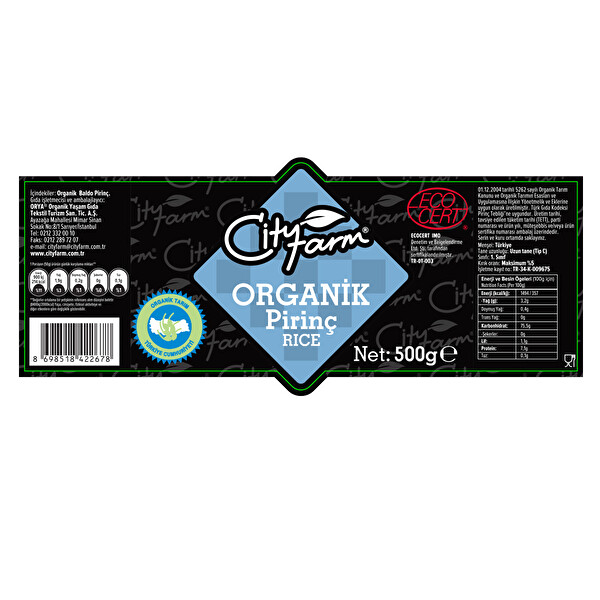 City Farm Organik Pirinç 500 g City Farm Organik Pirinç 500 g