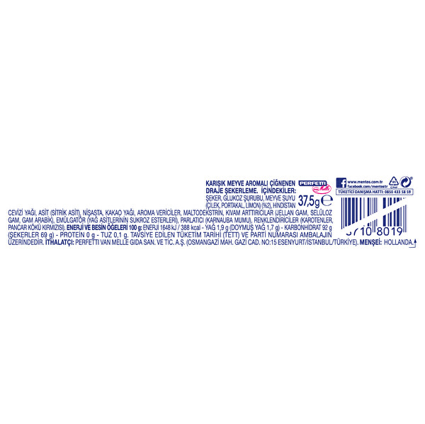 Mentos Meyve Aromalı Draje Şekerleme 37 g Mentos Meyve Aromalı Draje Şekerleme 37 g