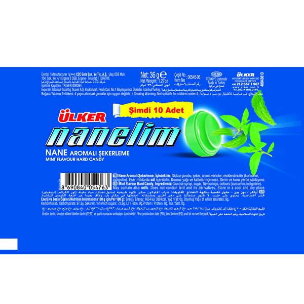 Ülker Bonbon Rulo Şeker Naneli 36 g Ülker Bonbon Rulo Şeker Naneli 36 g
