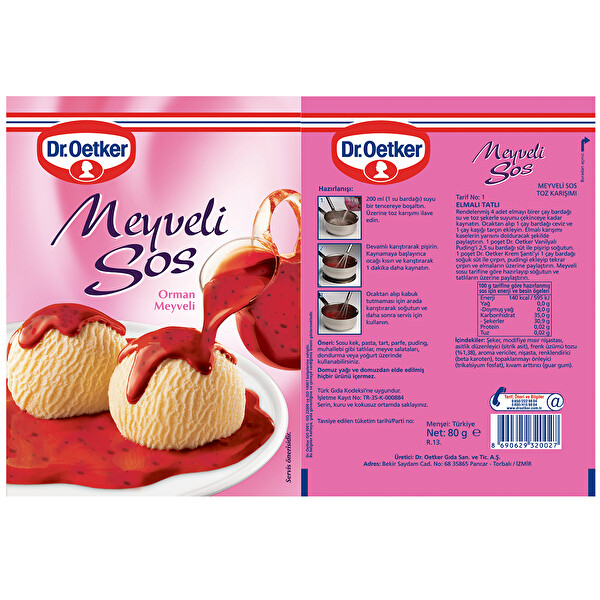 Dr. Oetker Meyveli Sos 80 g Dr. Oetker Meyveli Sos 80 g