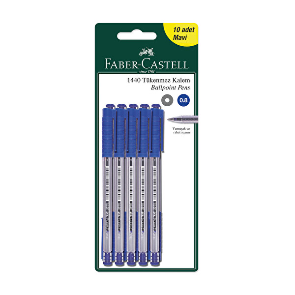 Faber Castell 10 Tükenmez Kalem 1440 Mavi