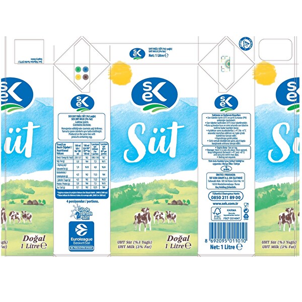 Sek Tam Yağlı Süt 1 lt Sek Tam Yağlı Süt 1 lt