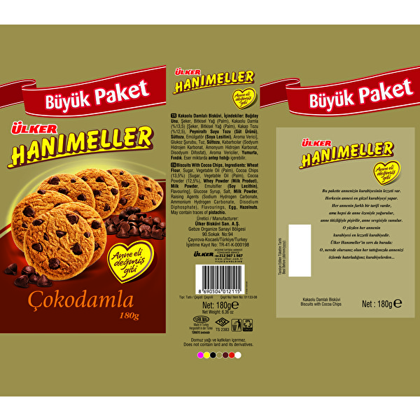 Ülker Hanımeller Çokodamla Poşet Bisküvi 180 g Ülker Hanımeller Çokodamla Poşet Bisküvi 180 g