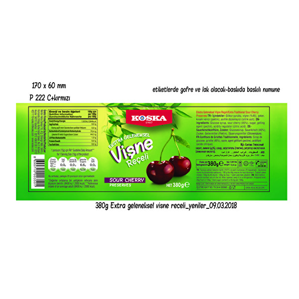 Koska Vişne Reçeli 380 g Koska Vişne Reçeli 380 g