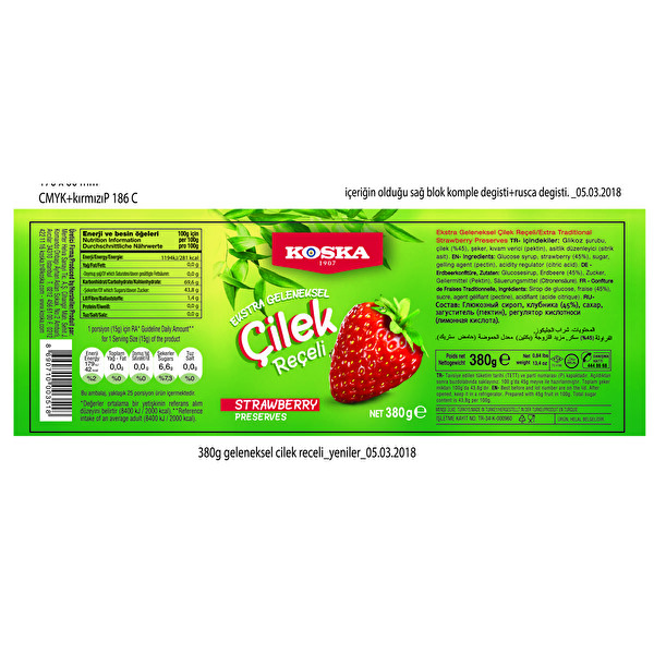 Koska Çilek Reçeli 380 g Koska Çilek Reçeli 380 g