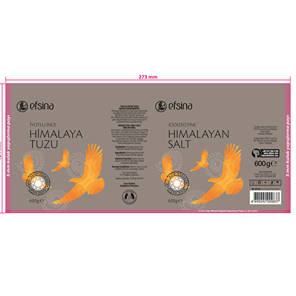 Efsina İyotlu Himalaya Tuzu 600 g Efsina İyotlu Himalaya Tuzu 600 g