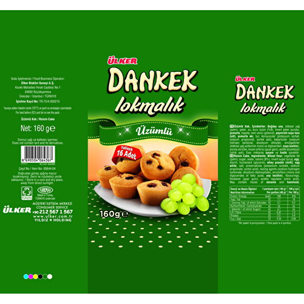Ülker Dankek Lokmalık Üzümlü Kek 160 g Ülker Dankek Lokmalık Üzümlü Kek 160 g