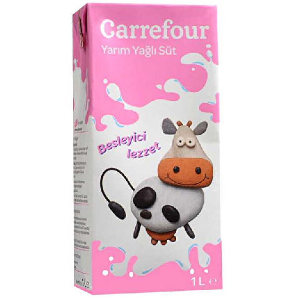 Carrefour UHT Yarım Yağlı Süt 1 lt