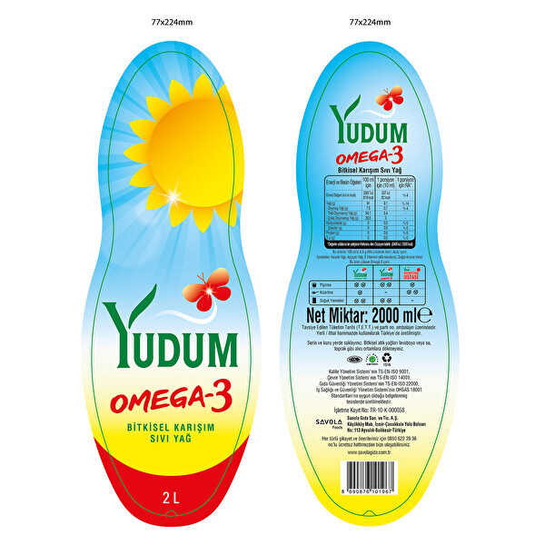 Yudum Omega-3 Bitkisel Karışım Sıvı Yağ 2 lt