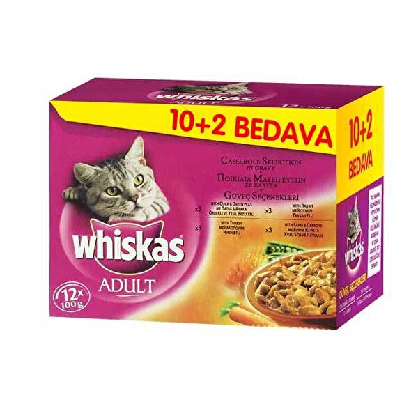 Whiskas 12'li Poşet Mama Güveç Whiskas 12'li Poşet Mama Güveç