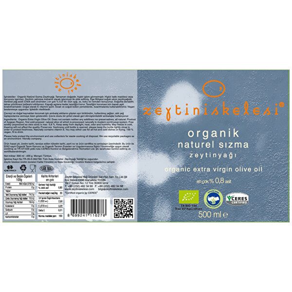 Zeytin İskelesi ORganik Sızma Zeytinyağı 0,5 lt Zeytin İskelesi ORganik Sızma Zeytinyağı 0,5 lt