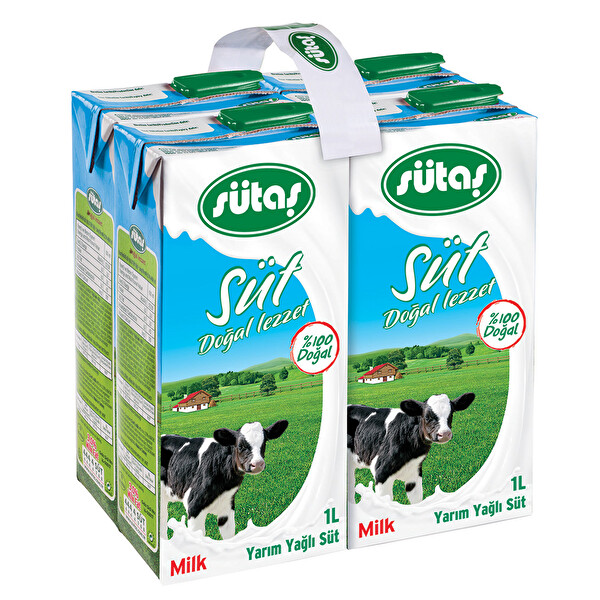 Sütaş Yarım Yağlı UHT Süt 4x1 L
