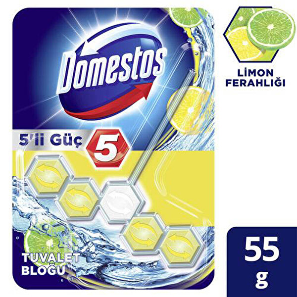 Domestos Wc Blok 5'li güç Limon Ferahlığı 55 g Domestos Wc Blok 5'li güç Limon Ferahlığı 55 g